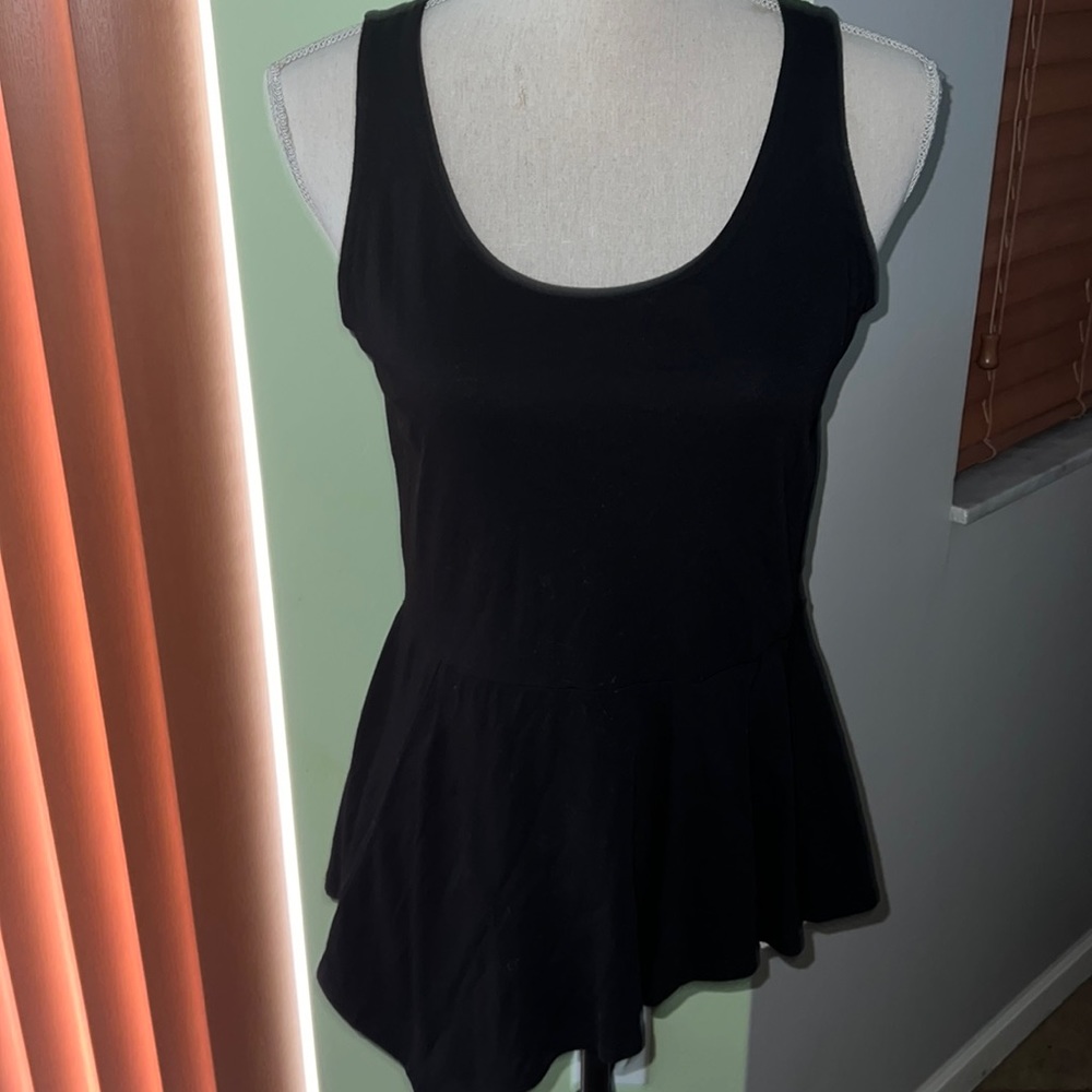 Michael Kors Black Asymmetrical Peplum Top
